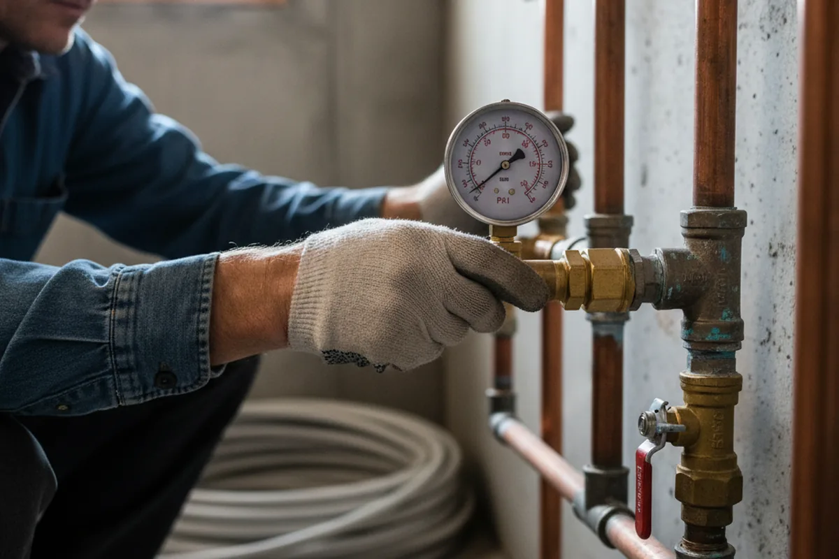 Pressure testing a repaired line during Water Line Repair in Cheswick